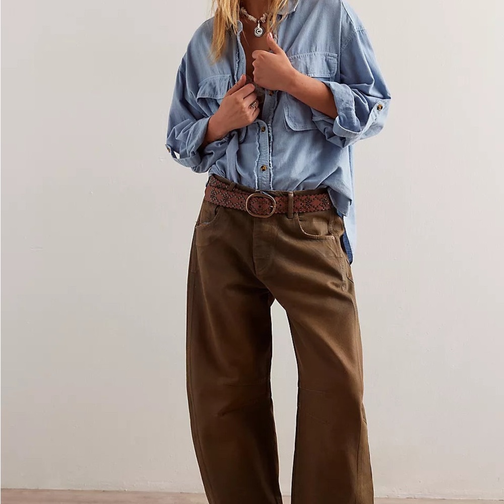 Free People Mischa Coated Barrel Jeans